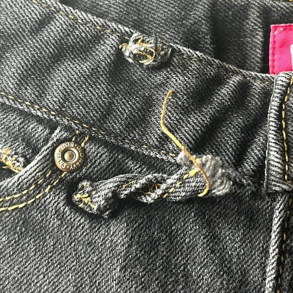 Old Navy Girls Black Boot Cut Denim Jeans Size 6 Adjustable Waist Distressed - Picture 10 of 12